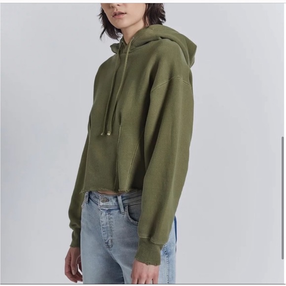 Current Elliot Pintuck Loden Hoodie Olive Green Fitted 0 - Picture 3 of 5